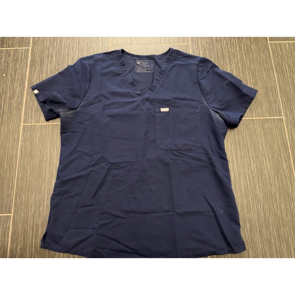 FIGS Caterina One-Pocket Scrub Top Women's Size XL Navy Blue Short Sleeve